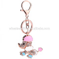 wholesale cheap custom metal keychain lovely dog rhinestone keyring